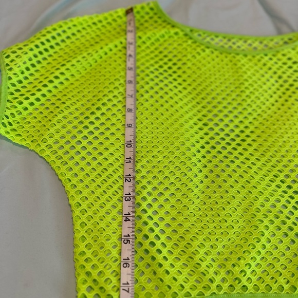 Women’s Fluorescent Green Mesh Oversized Tee. Flowy. Summer. Bright. - Picture 7 of 8